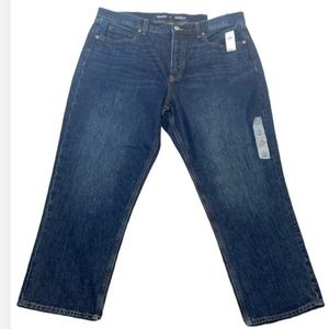 Old Navy size 14  High-Rise Slouchy Straight Crop dark wash denim jeans